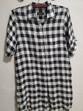 Kensie Black & White Check Button-Down Men's Shirt